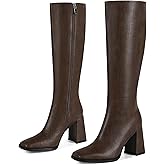 Wetviro Knee High Boots for Women Tall Boots Womens Chunky Block Heel Dress GoGo Long Boots