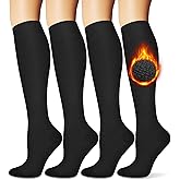 BLONGW Warm Thermal Boot Socks for Women - Knee High, Winter, Running, Hiking, Gifts - Thick Socks for Cold Weather