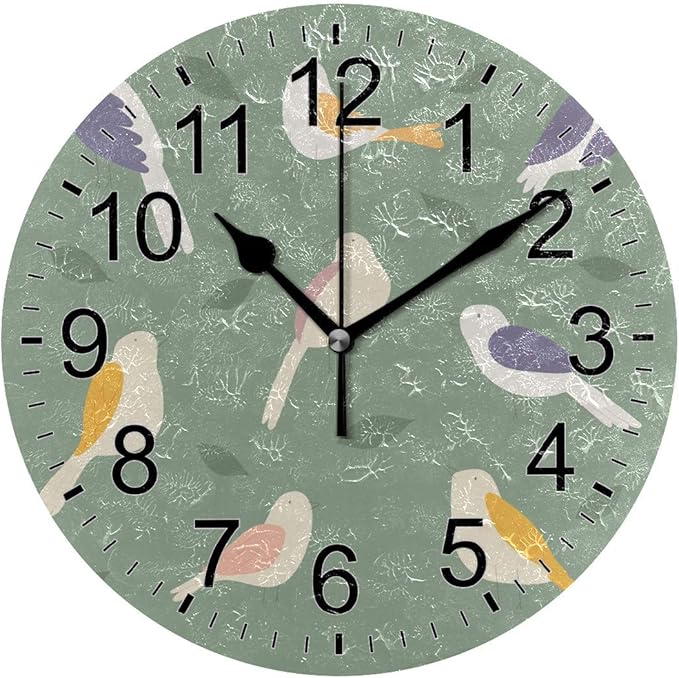 Reloj de pared para cuarto de baño, recámara, diseño de pájaros
