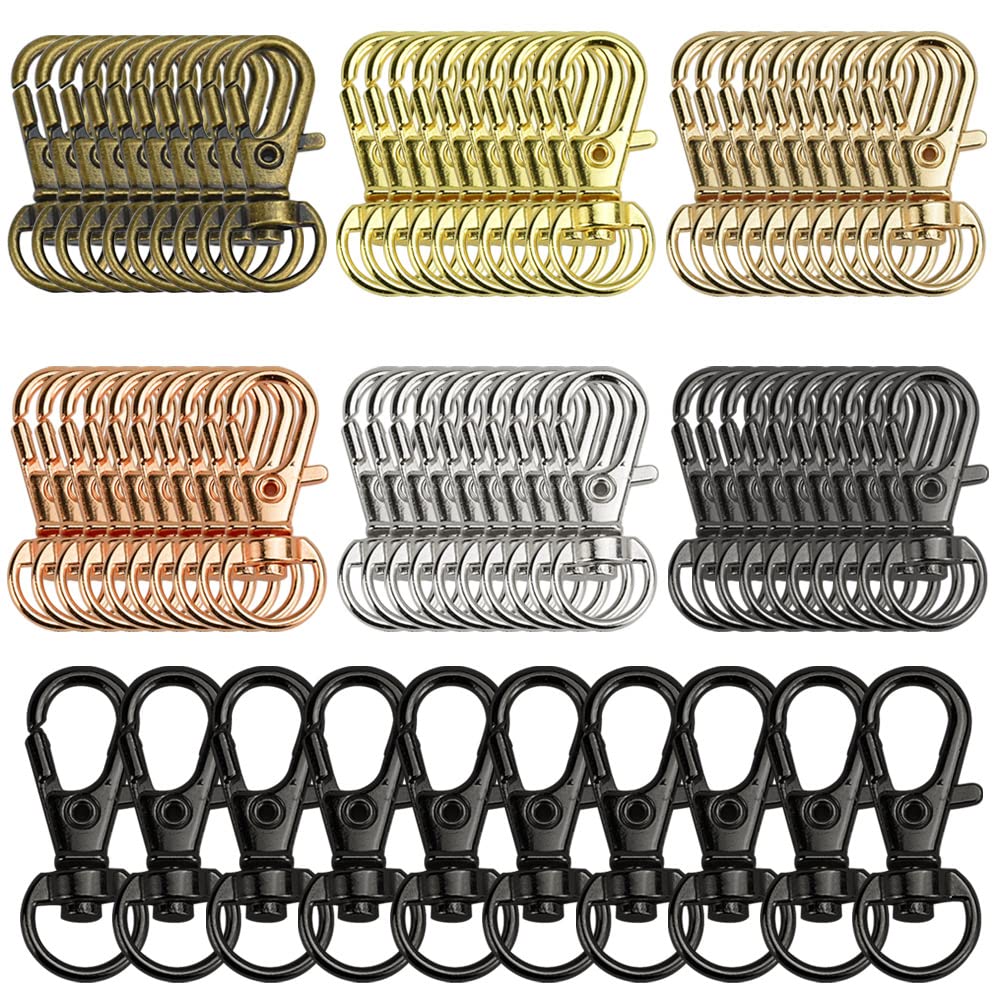 CODIRATO 70 PCS Zinc Alloy Lobster Claw Clasps, 360° Swivel Snap Hook Key Rings for DIY Crafts, Keychain Making, Jewelry, Pet Collar & Lanyard (7 Colours, 31mm)