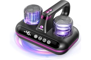 Amzany Mattress Vacuum Cleaner - 5-in-1 Cordless Bed Vacuum Cleaner, Powered by Ultrasonic Technology, 16Kpa Strong Suction,Low Noise,Suitable for Dust, Pet Hair, Etc - Grey