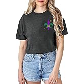 Eatbook Fat Tuesday Shirts for Women New Orleans Parade Festival Graphic Short Sleeve Celebration Tees Fun Colorful Outfit