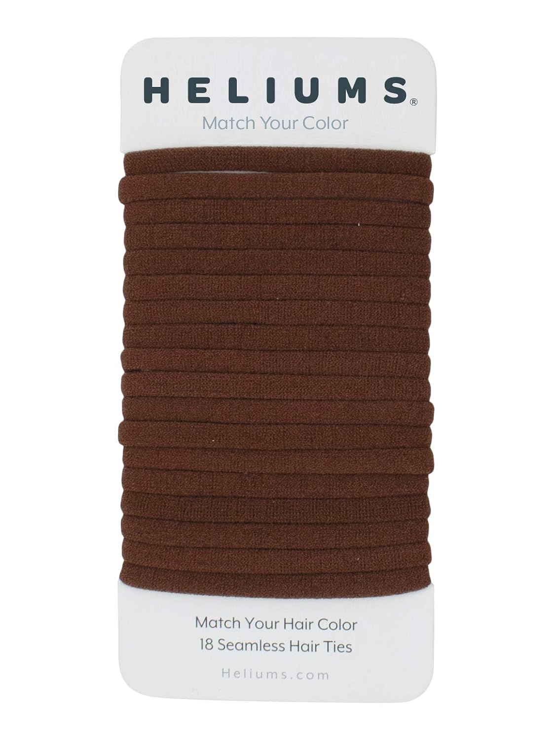 Medium Brown Skinny Seamless 6mm Medium Hold Soft Nylon Fabric Rolled Ponytail Holders - 18 Hair Ties