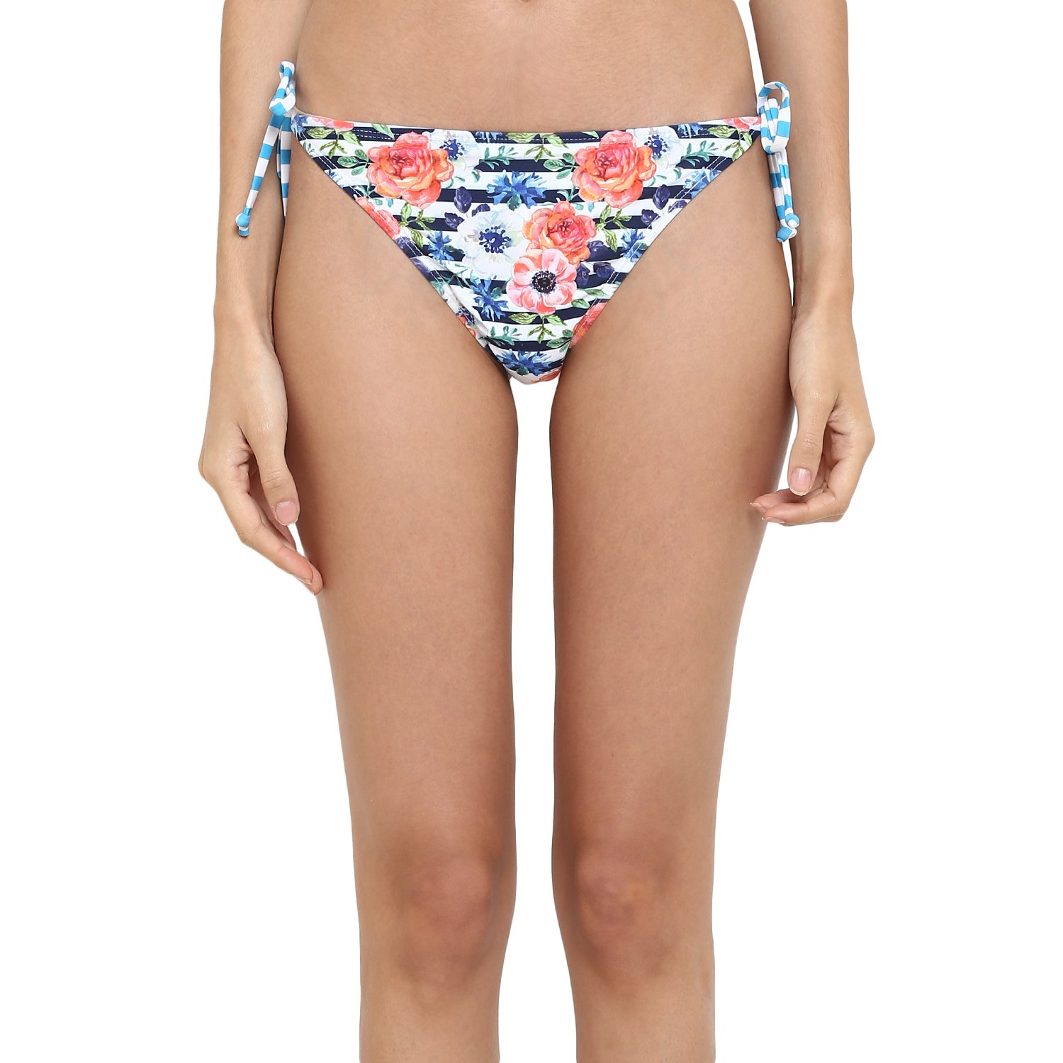 kvl womens printed bikini swimsuit bottom - white