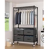 VyGrow Clothes Rack, Heavy Duty Clothing Rack for Hanging Clothes, 4-Tier Adjustable Closet Organizer with 4 Drawers | Hangin