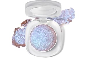 HOSAILY Holographic Duochrome Purple Blue Eyeshadow&Highlighter Palette, Color Shift Glitter Iridescent Cream Highlighter, Smooth Long Lasting Sparkling Eyeshadow Mermaid Facial Illuminator Makeup#04