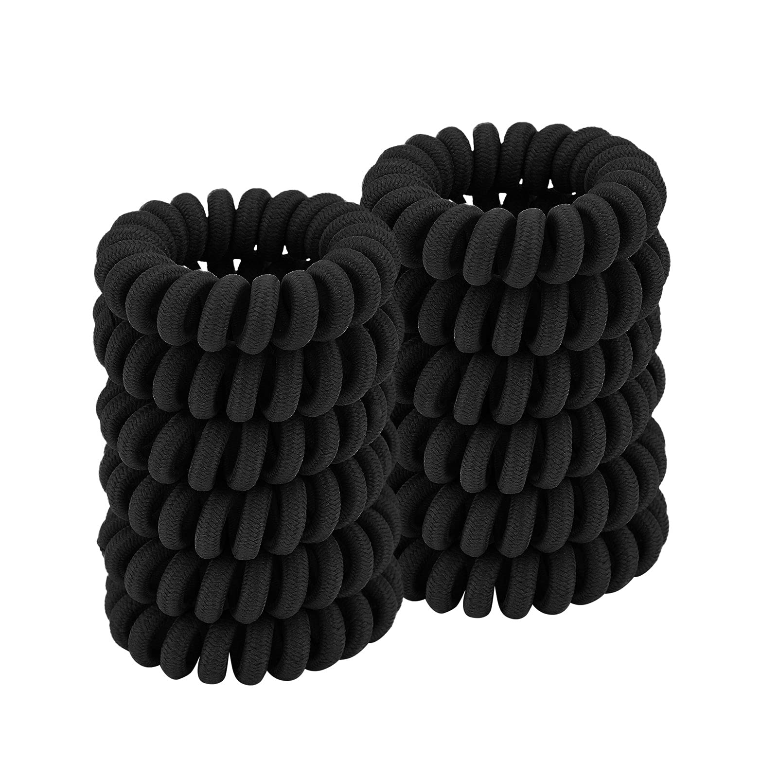 ZOUIQSS Spiral Hair Ties,Ponytail Holder Phone Cord Hair Coil Bands for Women Girls,Traceless,Strong Hold,Suitable for All Hair Types(Cloth Black,12 Pcs)