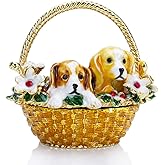 YU FENG Puppy in Flower Basket Crystal Trinket Box Jewelry Holder Trinket Storage Case