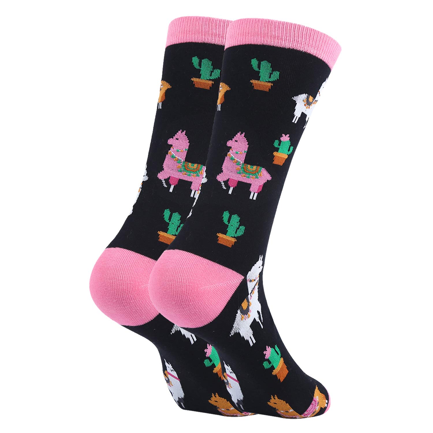 Womens Novelty Llamas Crew Socks Crazy Funny Cactus Casual Animals Dress Socks