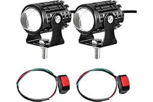 Wevdn 2PCS Motorcycle LED Driving Fog Lights, Super Bright White/Amber Motor Auxiliary LED Spotlights with 2 Switch, Waterproof Aux Motorcycle Headlight for Car Truck ATV Tractor (8-80v)
