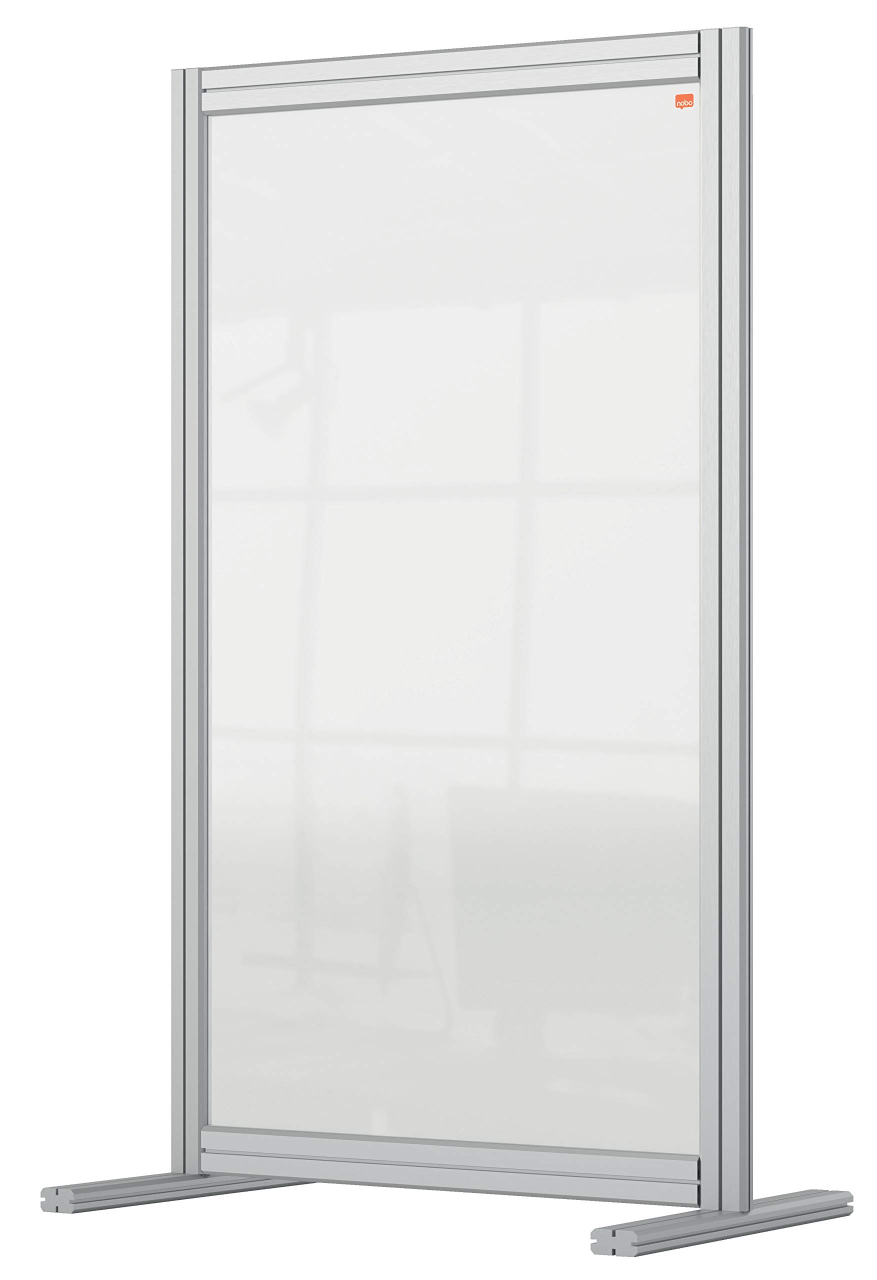 Nobo Clear Acrylic Desk Divider, 1.4 m High, Free Standing Screen System, Premium Plus, 600 x 1000 mm, 1915493