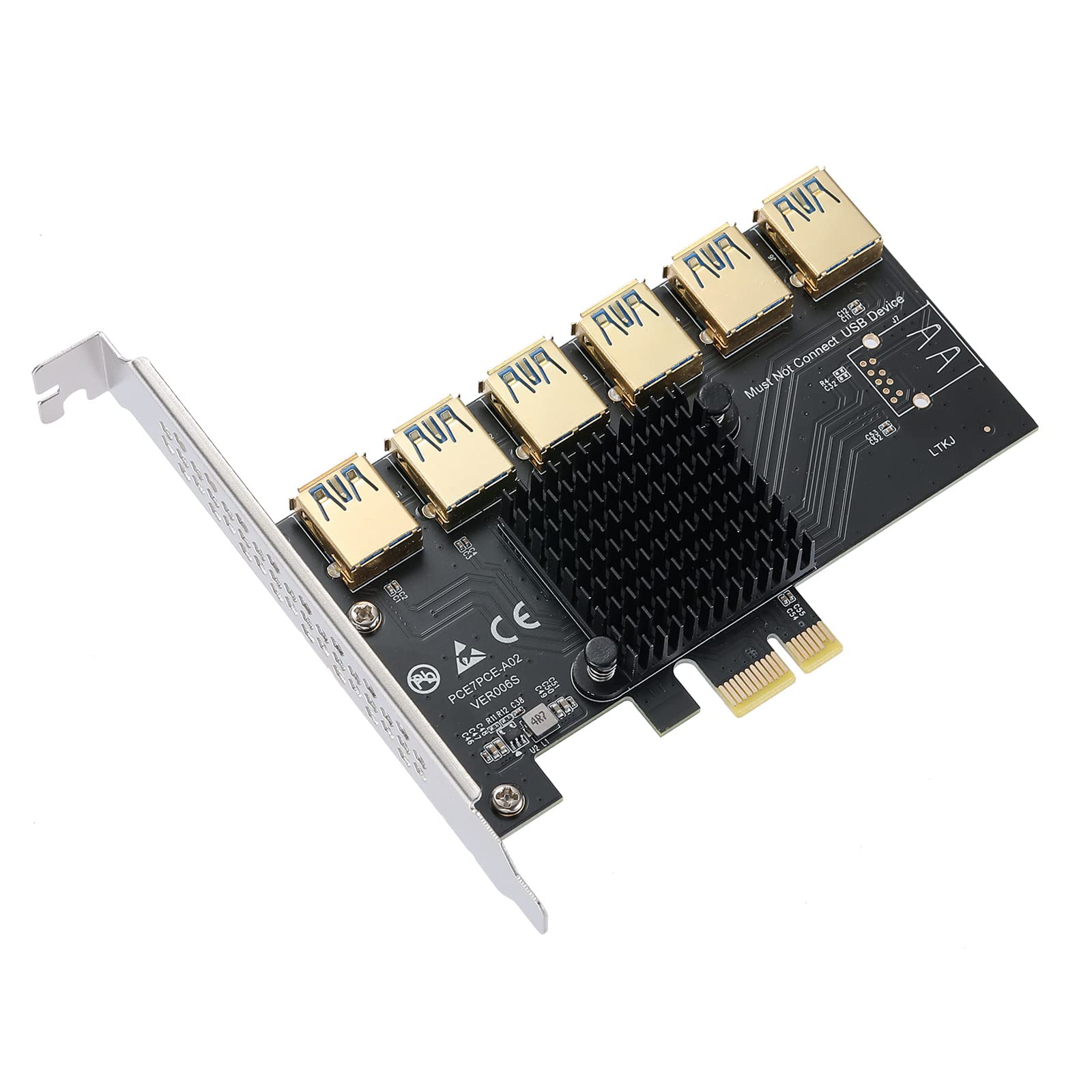 MZHOU PCIe 1X to 6 USB Riser Card PCIe USB Splitter Card for Bitcoin Mining Graphics Devices — image 1