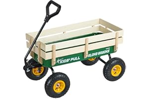 VEVOR 39 inch Pull Along Kids Wagon, Red Rolling Cargo Toy Wagons for Kids, Outdoor Utility Cart for Garden Beach Camping with All Terrain Wheels for Child Present, Supports up to 330 lbs