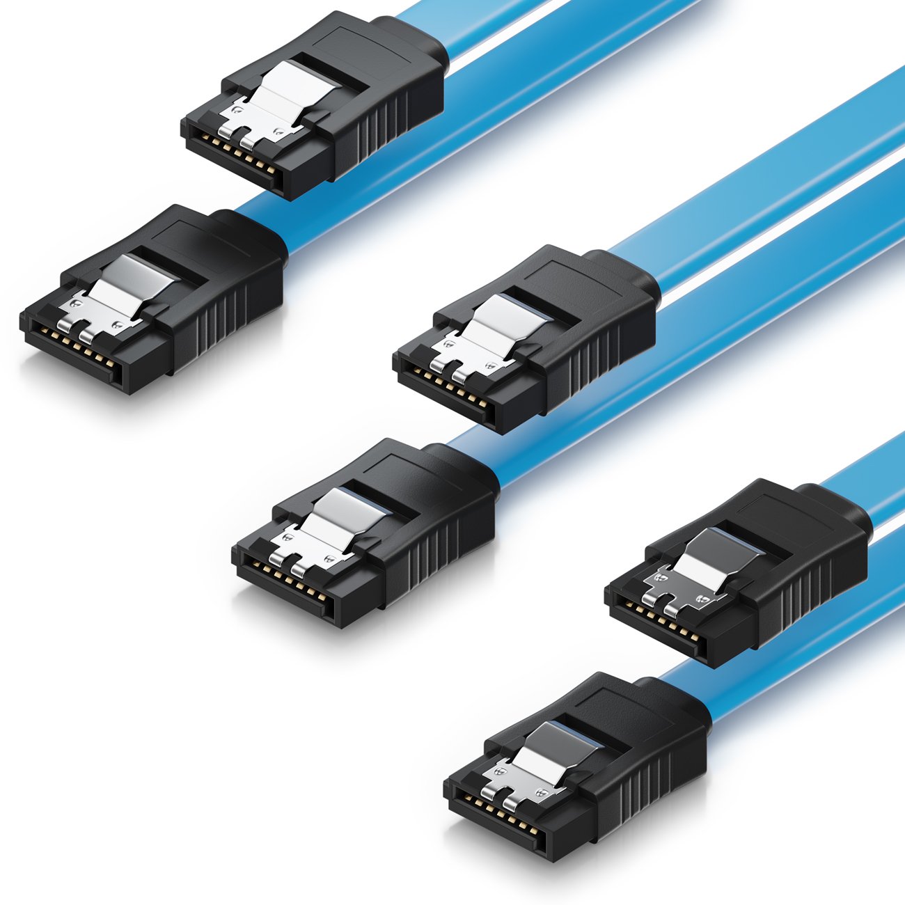deleyCON SATA Cable + Sets 3x 50cm gerade - Blau