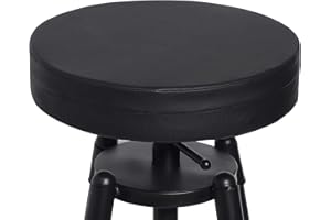 Tromlycs Round Bar Stool Seat Cushion with Elastic 12 inch for Barstool Pad Cushion Cover Black Faux Leather