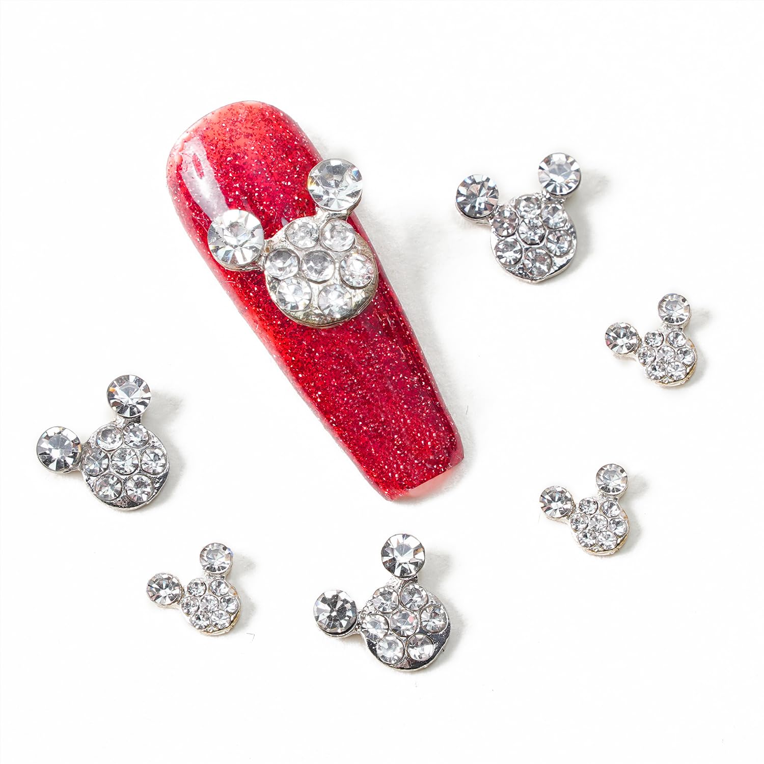 Photo 1 of 20PCS Kawaii Charms Jewelry Rhinestone Cute Nail Charms 3D Mouse Alloy Rhinestones DIY Manicure Jewelry Crystal Charms for Nails Art Accessories, 2 Sizes