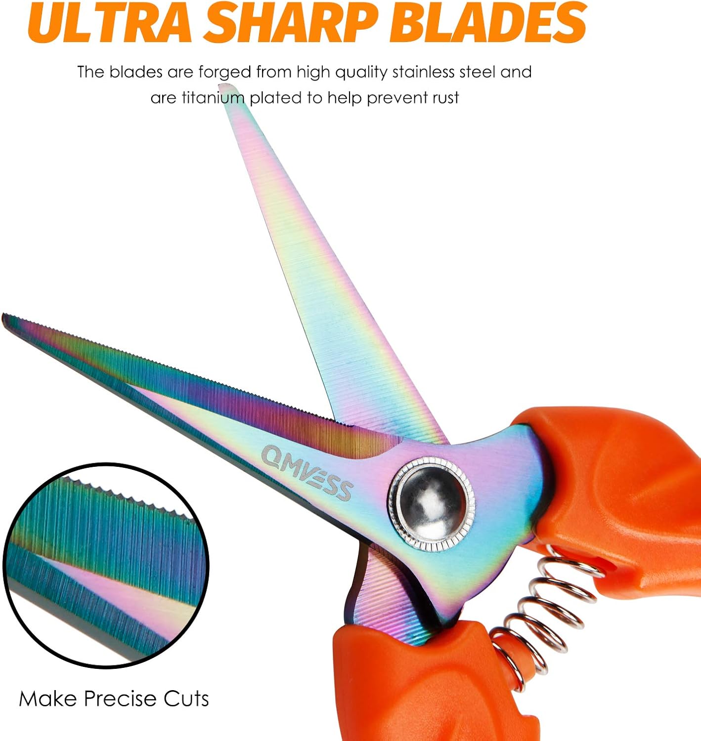 QMVESS Garden Shears 3 Pcs Hand Pruning Snips with Titanium Plated Stainless Steel Blades Precise Cuts Gardening Pruner Scissors for Plants, Grape Picking ，Small Garden Pots, Roses, Berries : Garden & Outdoor