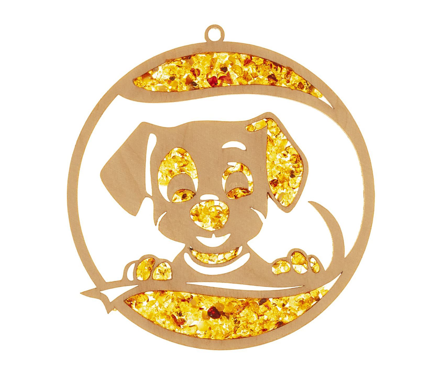 Raduly Suncatcher Amber in Birch Wood Dog Window Decoration Diameter 10 — image 1