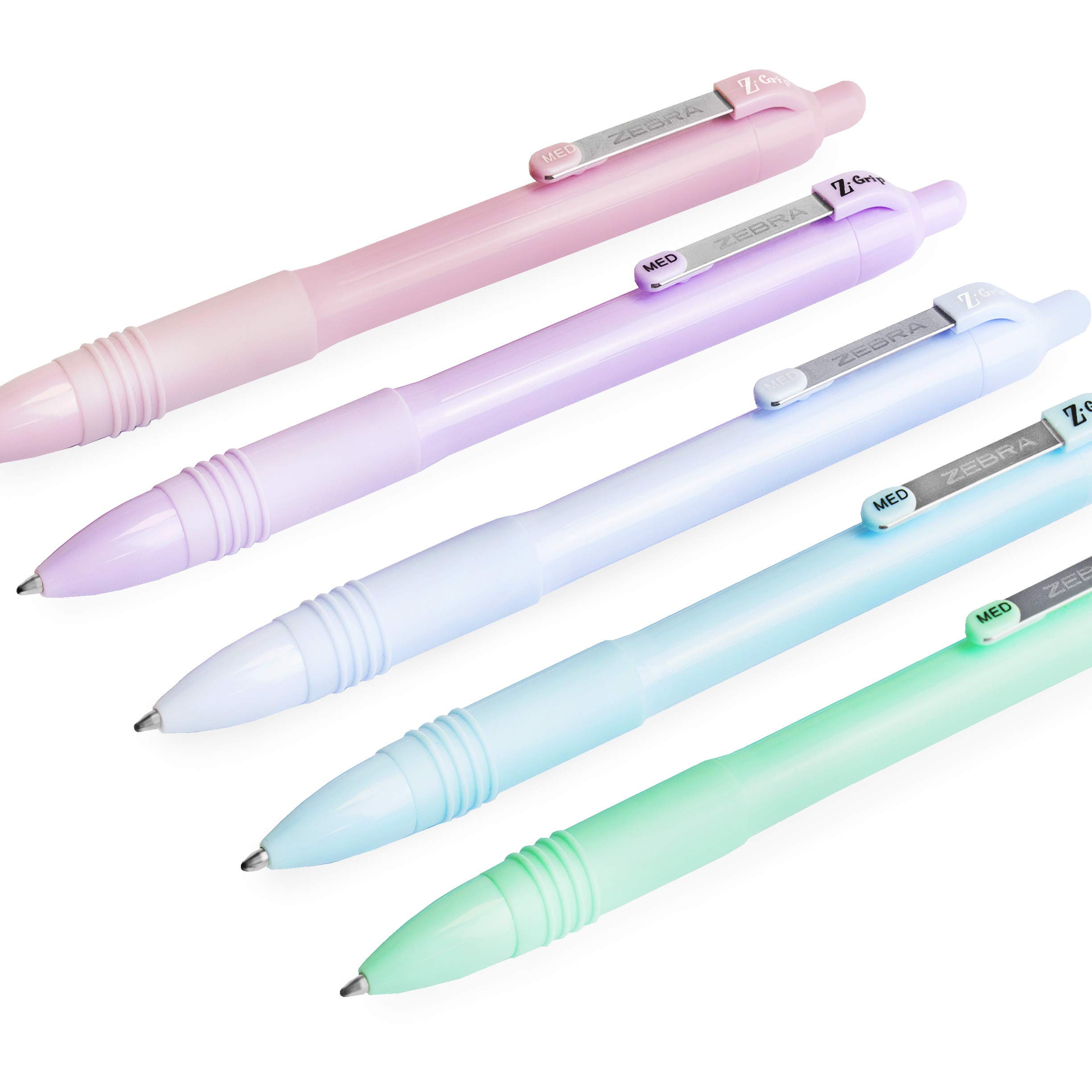 Zebra Z-Grip Smooth Pastel Blush Ballpoint Pen - 1.0mm - Black Ink - 1 of Each Barrel - Pack of 5