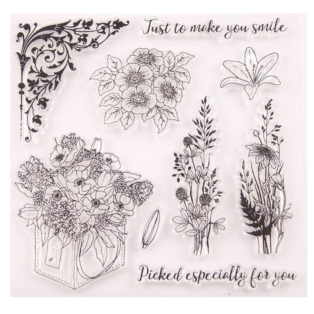 arriettycraft Flowers Leaves Corner Stamps Rubber Clear Stamp/Seal Scrapbook/Photo Decorative Card Making Clear Stamp