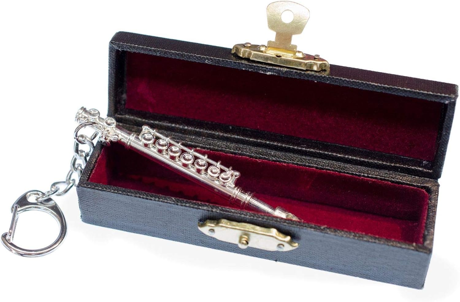 Miniblings Transverse Flute Key Ring Chain Silver Plated + Box Flautist, 80mm - Image 5