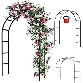 Adorox 7.3FT Garden Arch Trellis for Climbing Plants, Black Metal Garden Arbor for Outdoor Garden, Rose and Vine Support, Wedding Archway and Backyard Decoration, Black