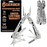 Gerber Suspension NXT 15-in-1 Multitool Pliers, EDC Knife, Stainless Steel | Pocket multi tool with pliers, knife, wire stripper, camping survival gear, gifts for men, stainless steel, 15-in-1