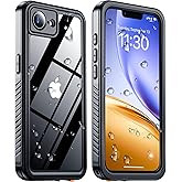 Temdan Compatible with iPhone 16e Case Waterproof, Built-in Screen & Camera Protector IP68 Underwater Full Body 16FT Military Dropproof Shockproof Phone Case for iPhone 16e 6.1"-Black/Clear