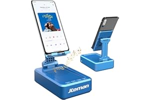JTEMAN Phone Stand with Wireless Bluetooth Speaker, HD Surround Sound Bluetooth Speaker for Desk Perfect for Home Kitchen Gadgets Gifts,Compatible with iPhone/ipad/Samsung Galaxy(Blue)