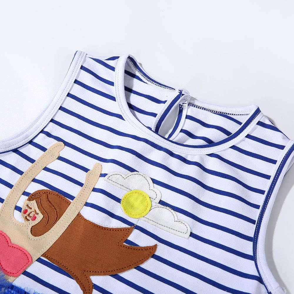 Girls Clothes Cotton Short Sleeve Casual Summer Striped Dresses for Girls Kids 2-8 Years: Clothing