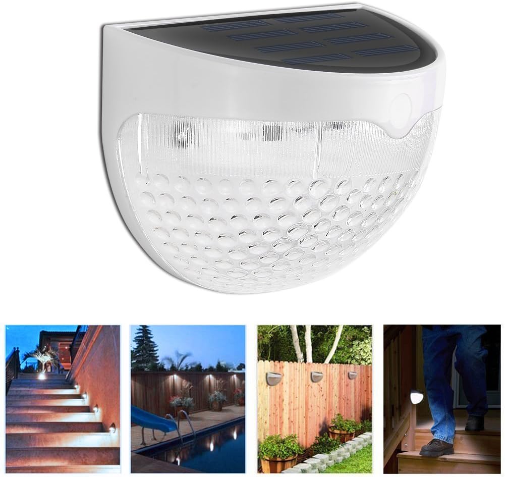 Greenbang 12Pack Waterproof Solar LED Fence Light Wall Lamp Cool White Auto ON/Off at Night for Stairs Outdoor Posts Garden Fence Yard Roof(Cool White)