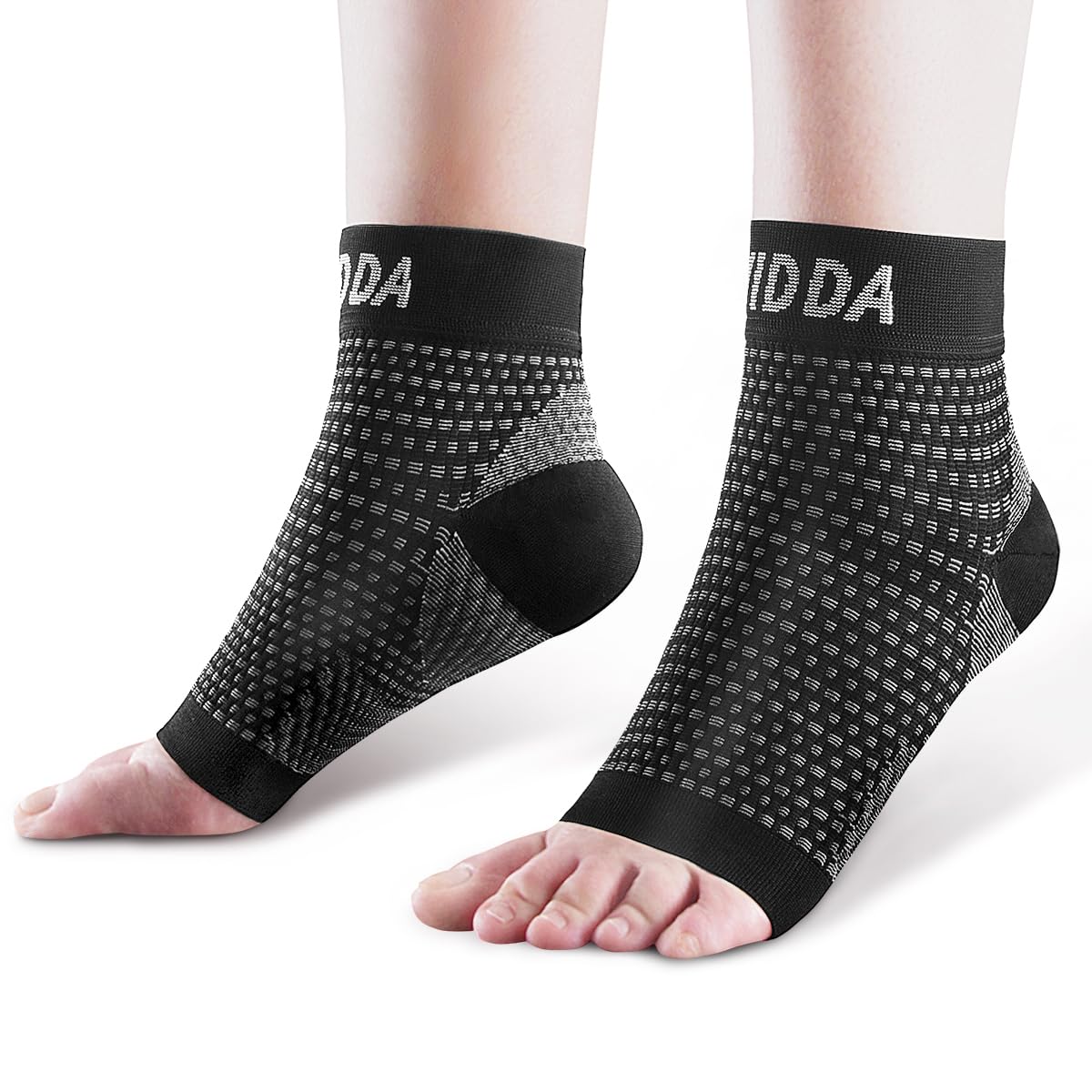 AVIDDA Plantar Fasciitis Socks 2 PAIRS, Compression Foot Sleeves for Sport Arthritis Pain Relief, Ankle Support Brace for Men and Women Black L