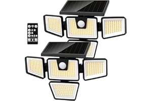 AmeriTop Solar Lights Outdoor, 2 Pack LED High Brightness Cordless Solar Motion Sensor Lights; 4 Adjustable Heads, 320° Wide Angle Illumination, IP65 Waterproof, Security LED Wall Light(Daylight)