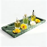 N NANSHOP Natural Marble Vanity Bathroom Tray, 12 x 6 Inch Elegant Home Decor Tray for Kitchen,Bathroom,Dresser, Coffee Table,Sink Storage Holder Organizer, Green (NS029)