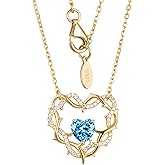 Kstyle Christian Valentine's Day Gifts for Women - 14k Gold Crown of Thorns Birthstone Pendant Necklaces for Women, Religious Anniversary Birthday Jewelry Non Tarnish 18"+2"