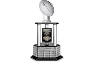 TrophySmack Perpetual Fantasy Football Trophy - Customizable Championship Trophy Award Winner | Engraving Included up to 19 Years Past Winners | 26-56 Inch Tall (Vivid Silver)