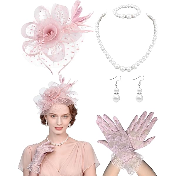 Amazon.com: Bniksok Blush Pink Fascinator Hat for Girls Tea Pary