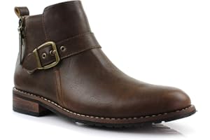 Ferro Aldo Mens Casual Mens Casual Engineer Zipper and Buckle Motorcycle Boots