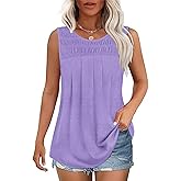 HAHIYOR Womens Tank Tops Summer Casual Crewneck Shirts Fashion Pleated Tees Trendy Ruched Sleeveless Cami Tunics S-2XL