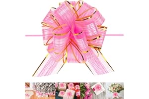 GUIFIER 10 Pack 6" Pull Bows Gift Wrapping Bows, Large Pull Bow with Ribbon, Gift Wrap Bow Knot Ribbons Present Bows, Pull Flower Ribbon Bows for Gift Baskets, Birthday, Party, Christmas (Pink)