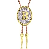 Westscorpbk Bolo Tie for Men Women Initial Western Cowboy Gold Tie Leather Necktie Necklace Western Gift Cowboy Accessories
