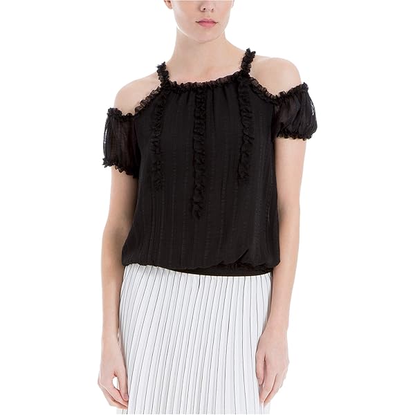Amazon.com: Max Studio London Womens Ruffled Sheer Dress Top