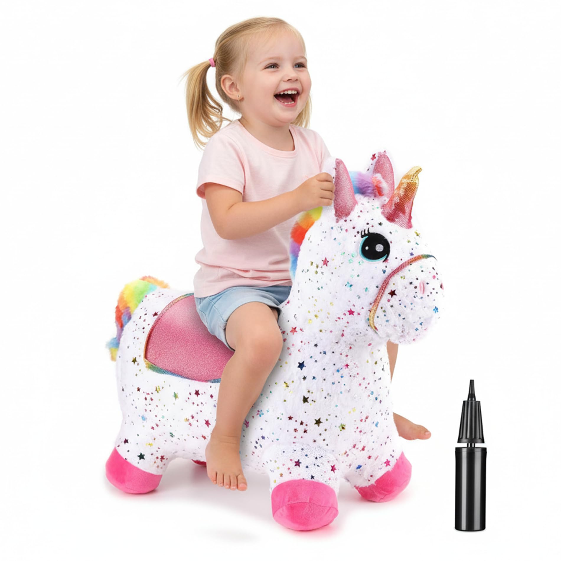 Curvaso Animal Bouncy Hopper with Pump for Kids - Inflatable Ride-On Soft Toys Gift, Indoor & Outdoor, Unicorn Horse — image 1