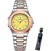 TIMGUX Watch for Women Business Dress Analog Quartz Two Tone Stainless Steel Waterproof Luminous Date Luxury Casual Wrist Watch
