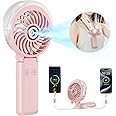 HandFan 5200mAh Handheld Misting Fan with Portable Charger, 34ml Water Tank, Rechargeable Personal Mister Fan, Spray Water Mist Fan, Electric Mini Hand Fans for Beach Travel Outdoors(Pink)