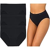 Cuddl Duds Womens Classic 3 Pack Soft Seamless High-Cut Brief Panty - Incredibly Smooth Full Coverage Underwear Panties Set