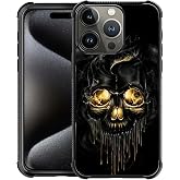 DAIZAG Compatible with iPhone 16 Pro Max Case,All-Round Protection Shockproof Anti-Scratches TPU Cover,Cases for Man Woman-Gold Black Skull