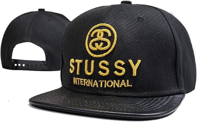 Amazon Stussy ファッションステューシーアジャスタブルハット ゴールドロゴ付きブラック ハット 通販
