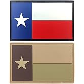JBCD Texas Flag Patch Tactical PVC Rubber Hook and Loop Fastener Patch, 2 Pack