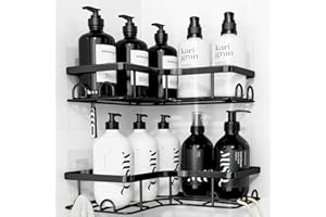 Kitsure Corner Shower Caddy - 2 Pack Rustproof Shower Organizer, Durable Shower Shelf with Large Capacity, Drill-Free Adhesiv